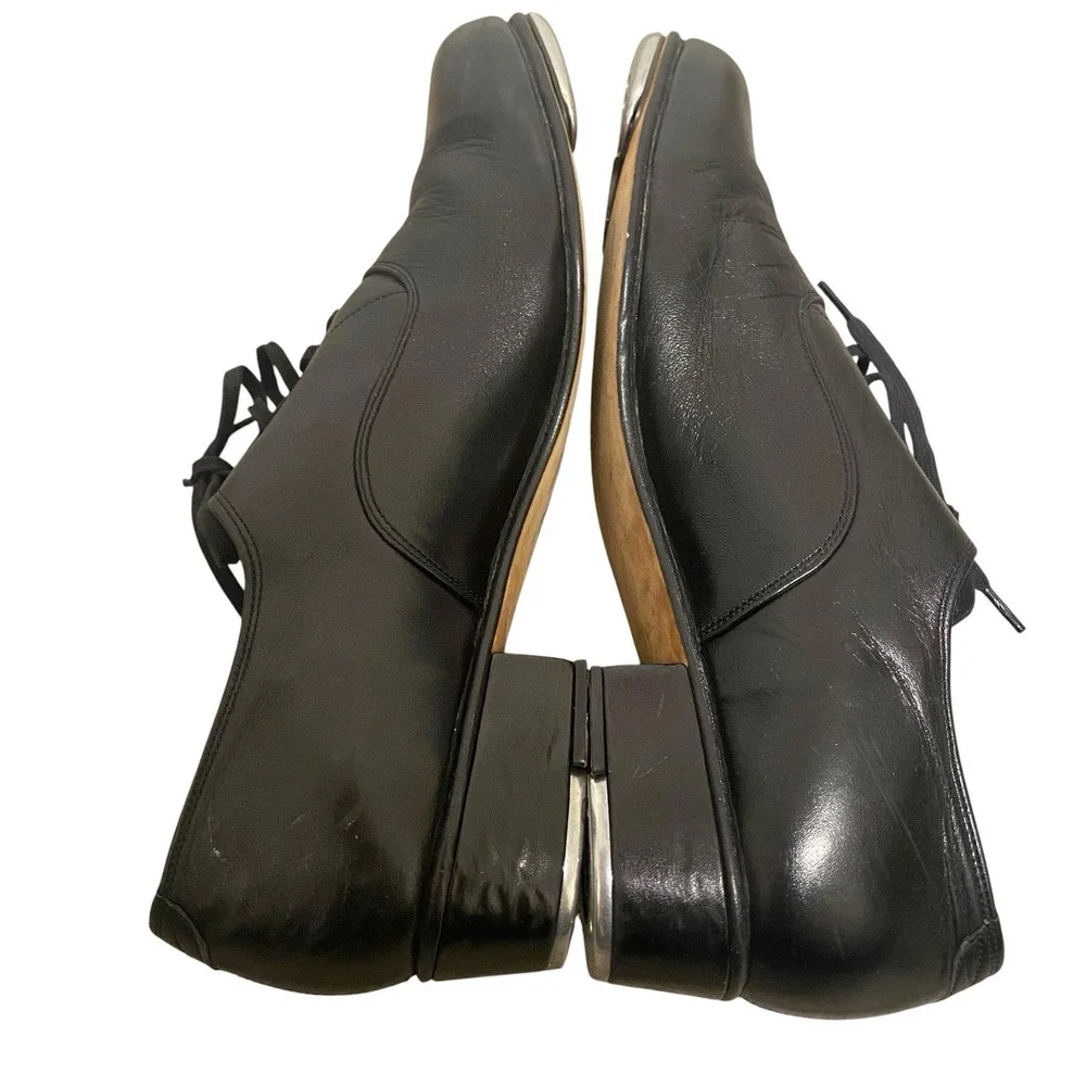 Vintage Chakott Dancing Men's Shoes Size 8.5 EU 26.5 Black Leather Made Japan